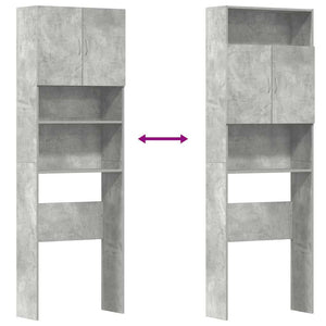 Tvättmaskinsskåp betonggrå 64x24x190 cm konstruerat trä