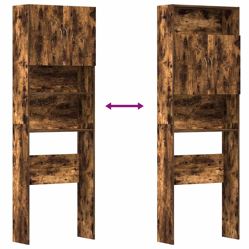 Tvättmaskinsskåp rökt ek 64x24x190 cm konstruerat trä