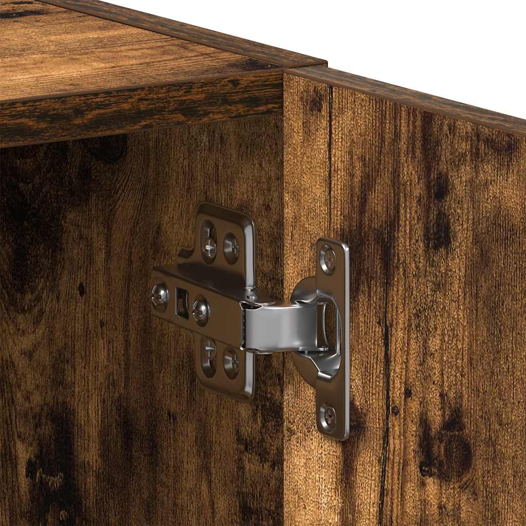 Tvättmaskinsskåp rökt ek 64x24x190 cm konstruerat trä