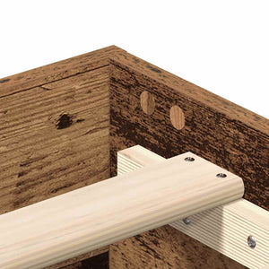 Sängram utan madrass gammalt trä 135x190 cm konstruerat trä