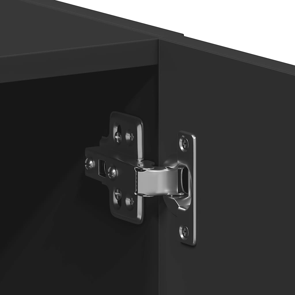 Tvättmaskinsskåp svart 64x24x190 cm konstruerat trä