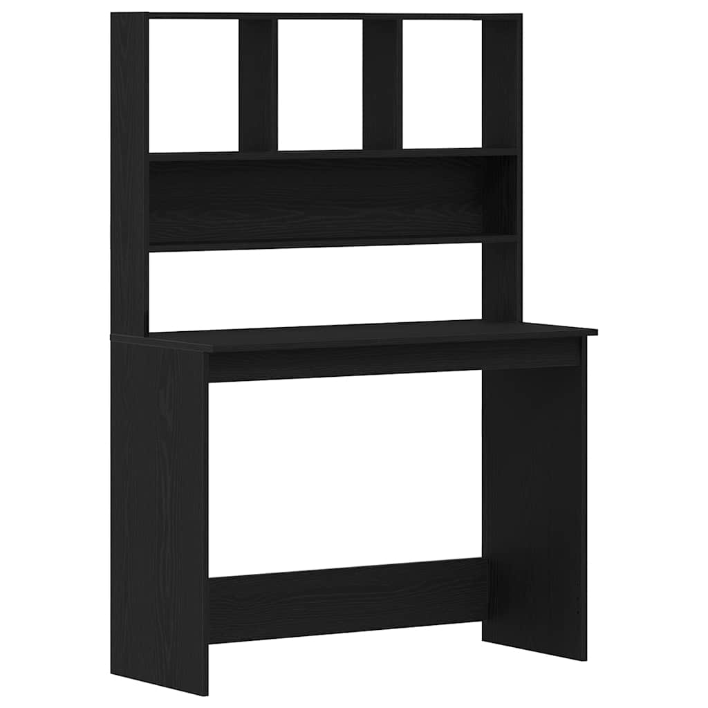 Skrivbord med hyllor svart ek 102x45x148 cm konstruerat trä