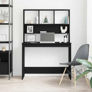 Skrivbord med hyllor svart ek 102x45x148 cm konstruerat trä