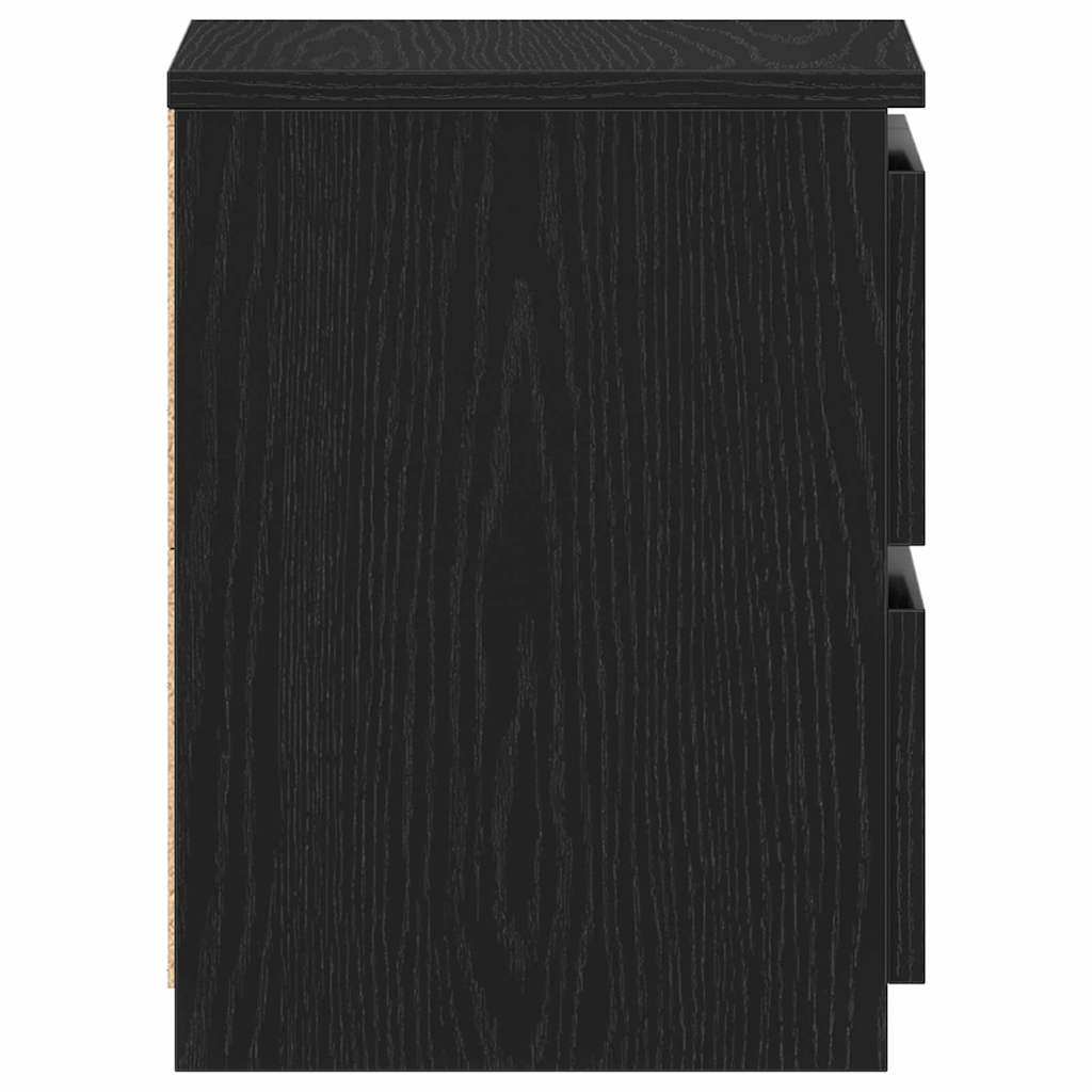 Nattduksbord 2 pcs Svart Ek 30 x 30 x 40 cm Konstruerat trä