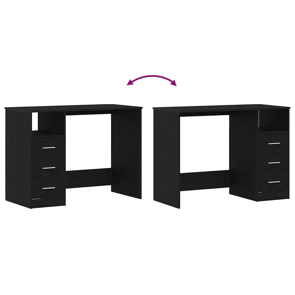 Skrivbord med lådor svart ek 102x50x76 cm konstruerat trä