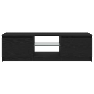 TV-bänk med LED-lampor svart ek 120x30x36 cm konstruerat trä