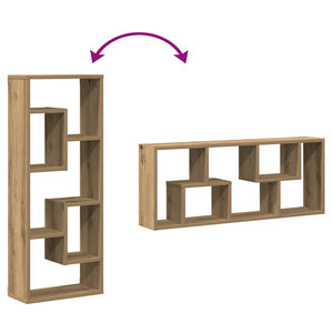 Vägghylla hantverksmässig ek 36x16x90 cm konstruerat trä