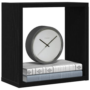 Vägghylla kubformad 4 st svart ek 30x15x30 cm konstruerat trä