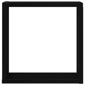 Vägghylla kubformad 4 st svart ek 30x15x30 cm konstruerat trä