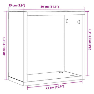 Vägghylla kubformad 6 st svart ek 30x15x30 cm konstruerat trä