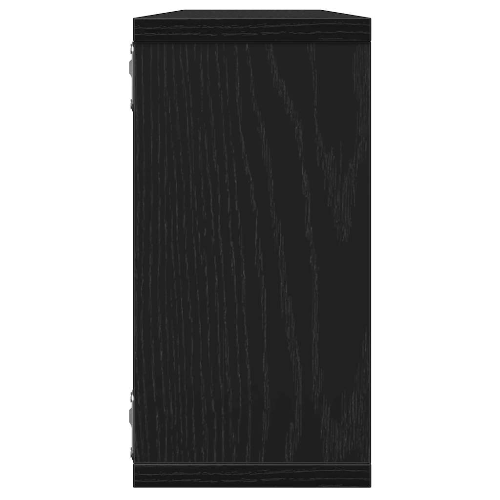 Väggkubhyllor 4 st svart ek 100x15x30 cm konstruerat trä