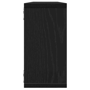 Väggkubhyllor 4 st svart ek 100x15x30 cm konstruerat trä