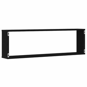 Väggkubhyllor 4 st svart ek 100x15x30 cm konstruerat trä