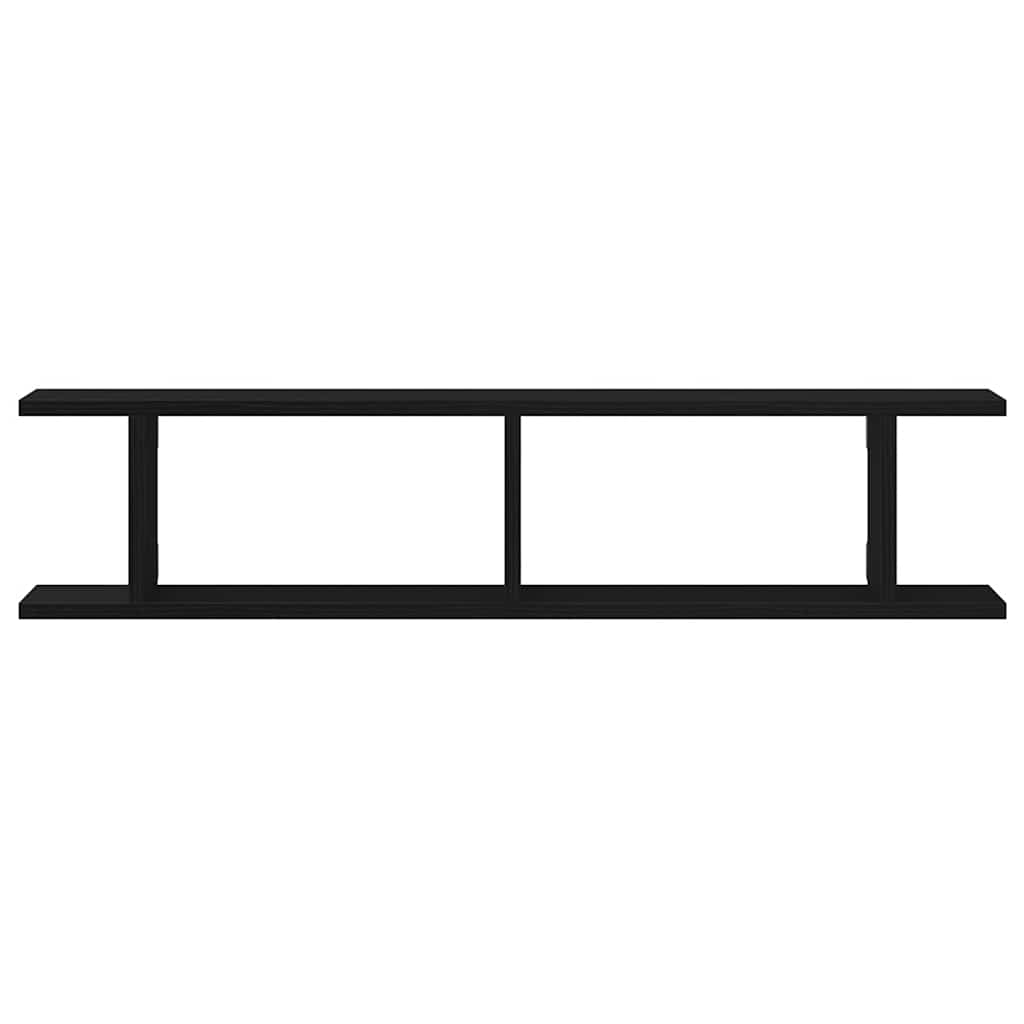 Vägghyllor 2 st svart ek 90x18x20 cm konstruerat trä