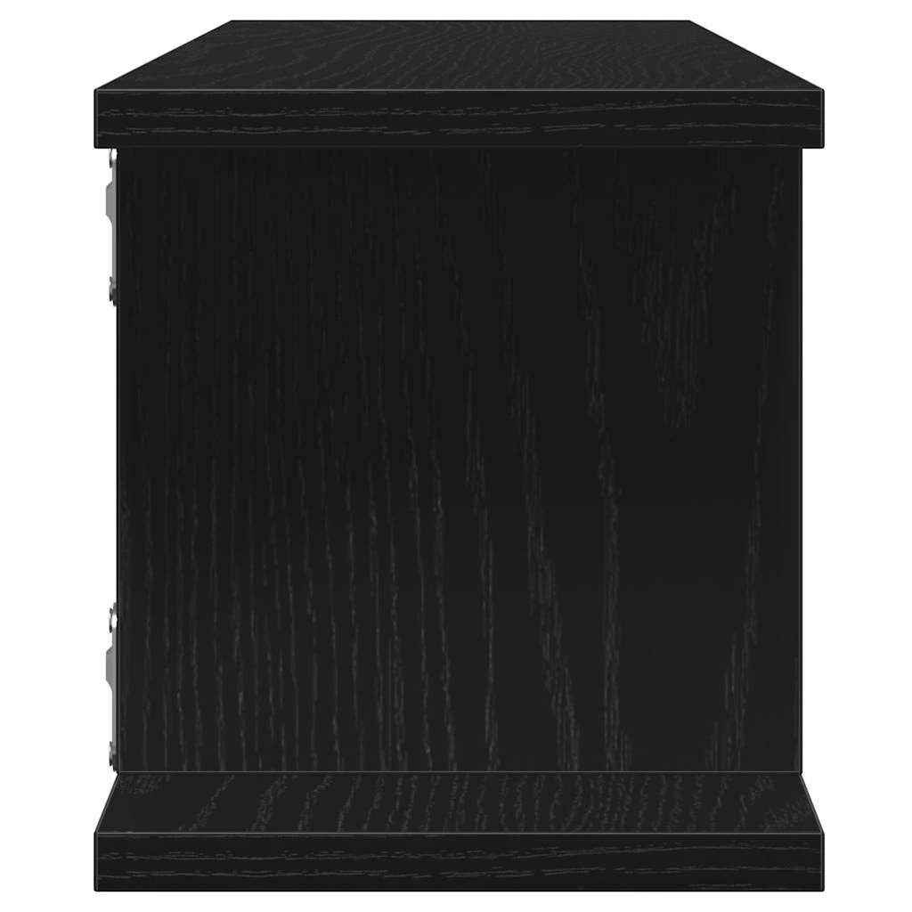 Vägghyllor 2 st svart ek 90x18x20 cm konstruerat trä
