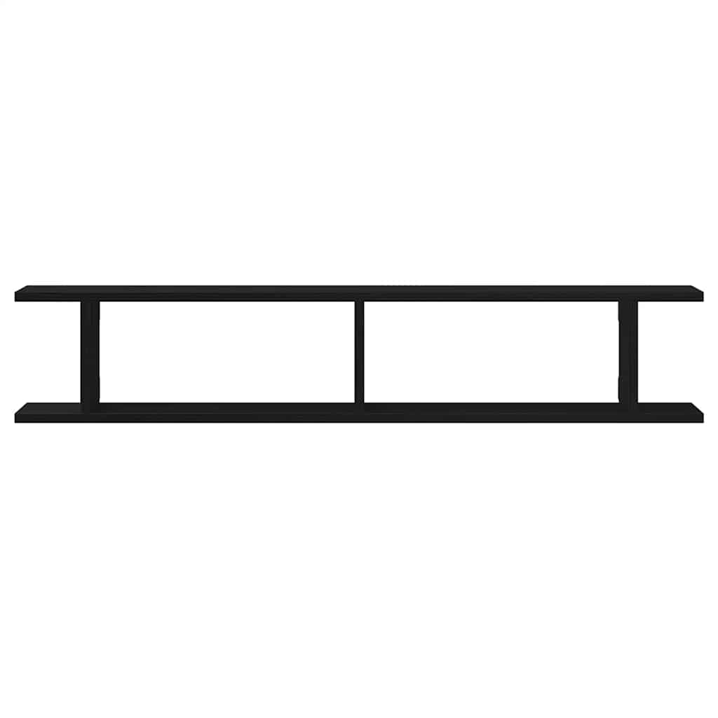 Vägghyllor 2 st svart ek 105x18x20 cm konstruerat trä