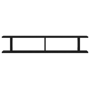Vägghyllor 2 st svart ek 105x18x20 cm konstruerat trä