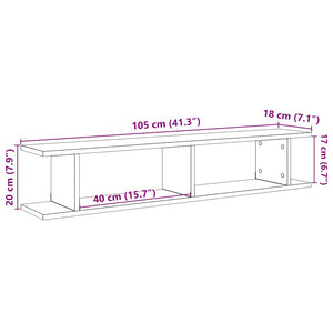 Vägghyllor 2 st svart ek 105x18x20 cm konstruerat trä