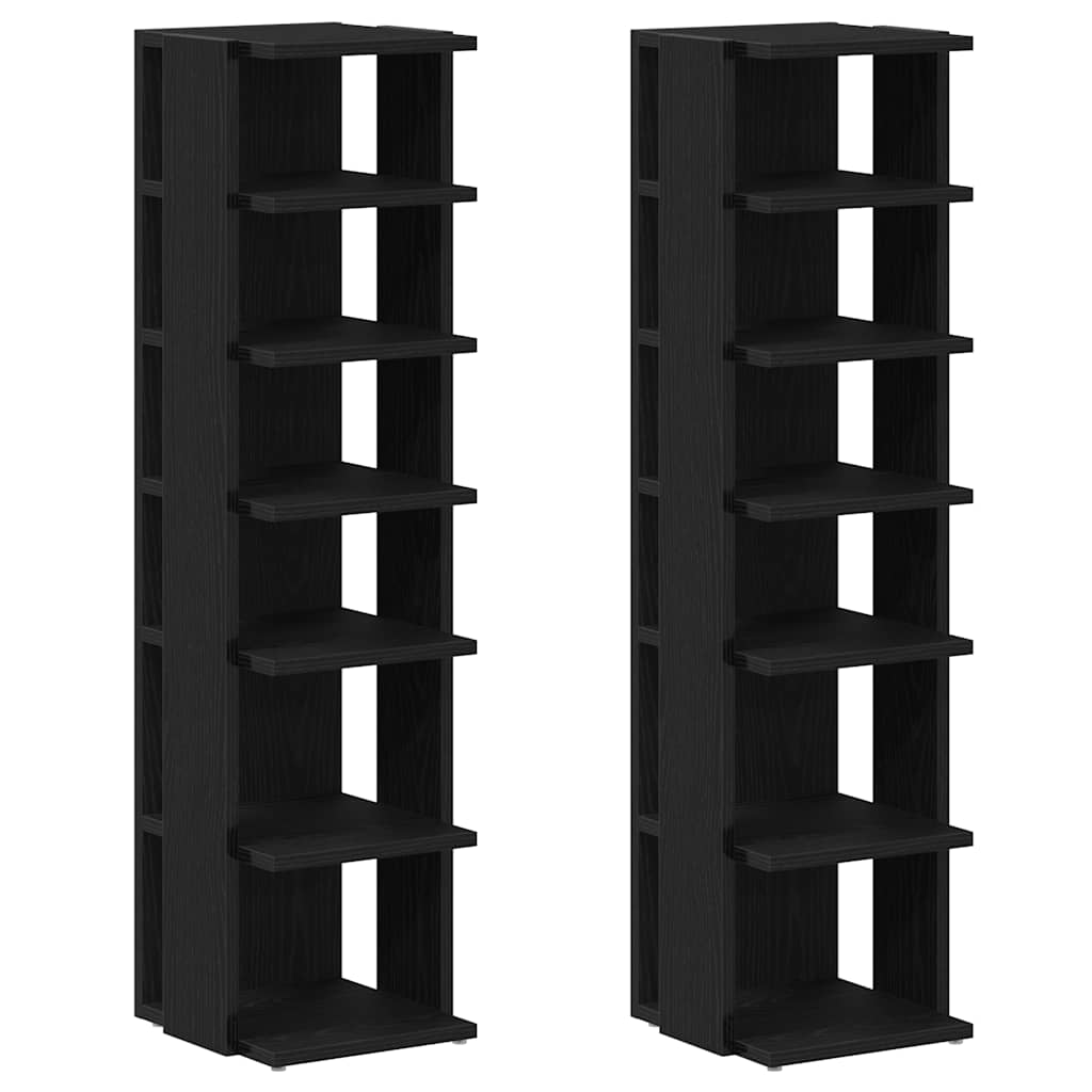 Skohyllor 2 st svart ek 25x27x102 cm konstruerat trä