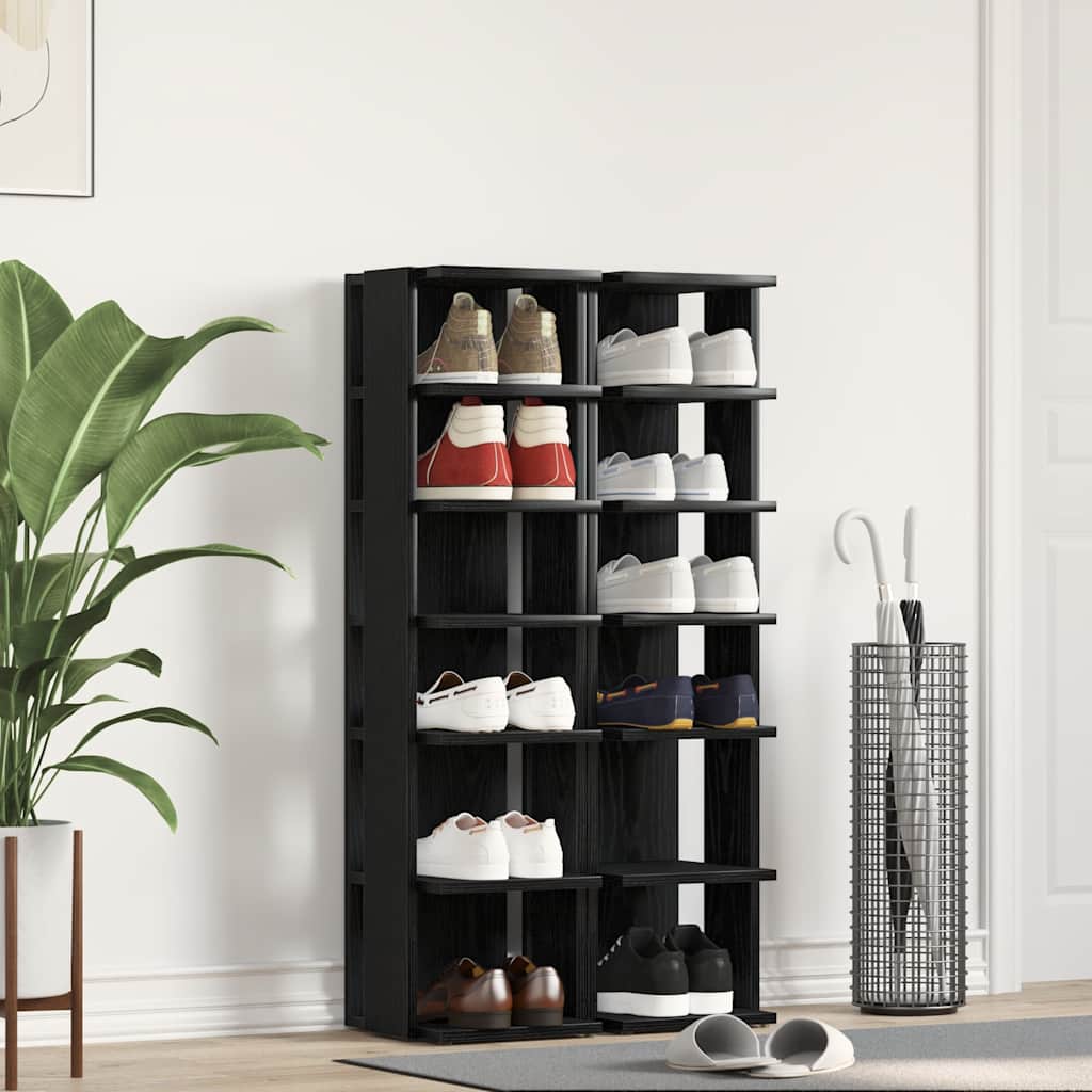 Skohyllor 2 st svart ek 25x27x102 cm konstruerat trä