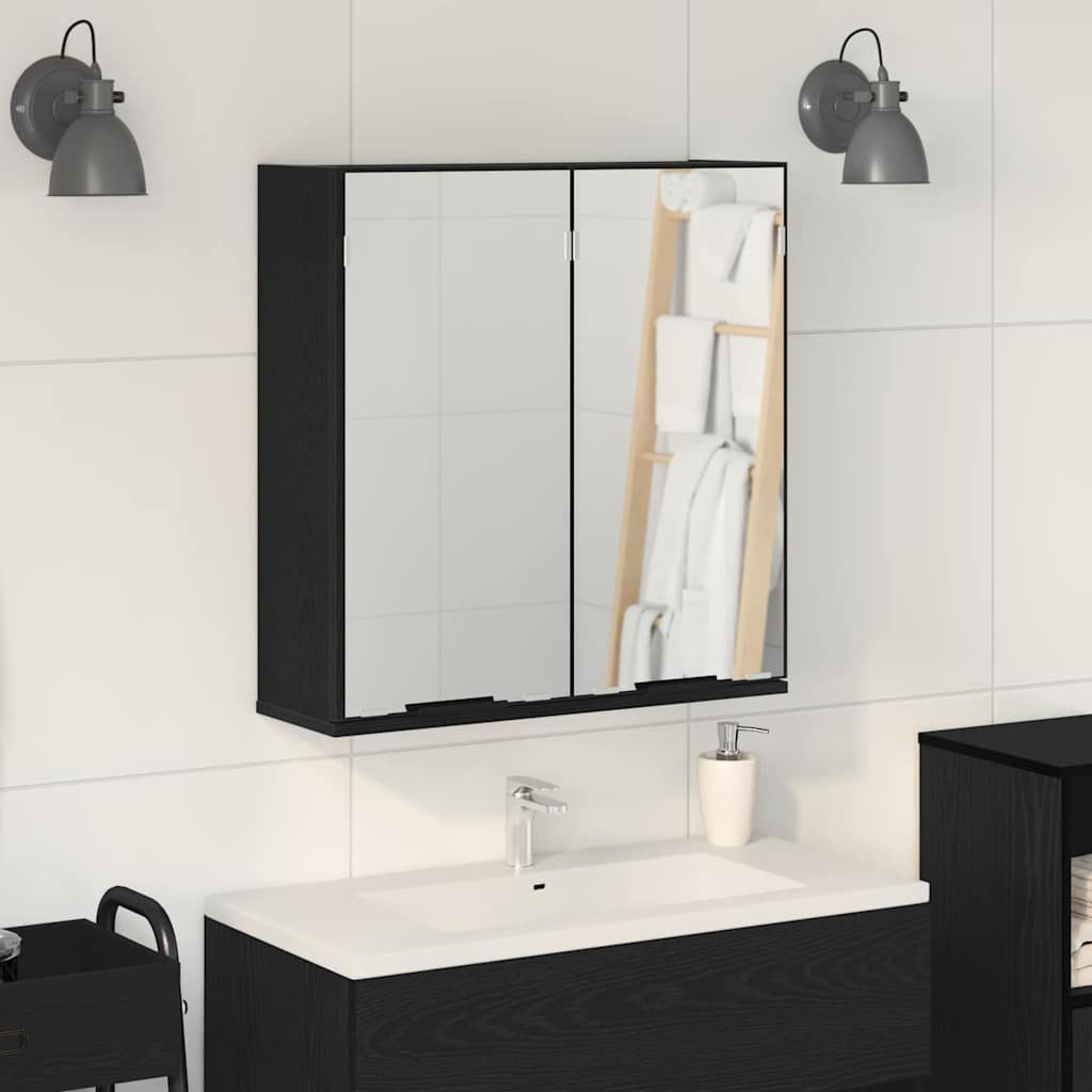 Spegelskåp Svart Ek 64 x 20 x 67 cm Konstruerat trä
