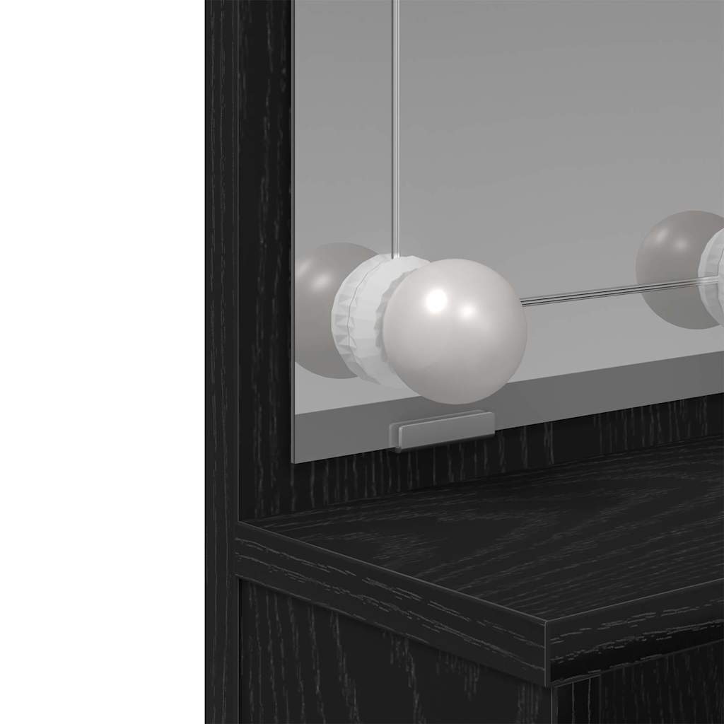 Smyckebord med låda Svart Ek 86,5 x 35 x 136 cm Konstruerat trä