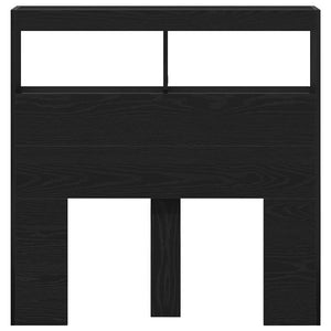 Skåp till sänggavel med LED svart ek 100x17x102 cm