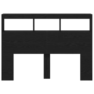 Skåp till huvudgavel med LED svart ek 140x17x102 cm