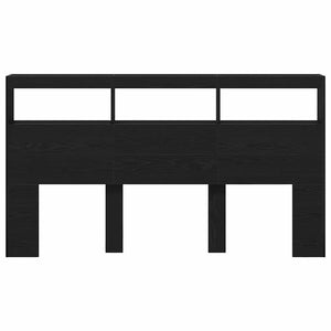 Skåp till huvudgavel med LED svart ek 180x17x102 cm