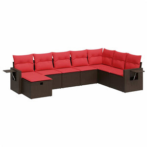 Loungegrupp för trädgården med dynor 8 delar brun konstrotting