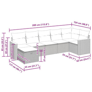 Soffgrupp för trädgården med dynor 7 delar grå konstrotting