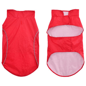 Regnrock för hundar med reflekterande remsor polyester röd L