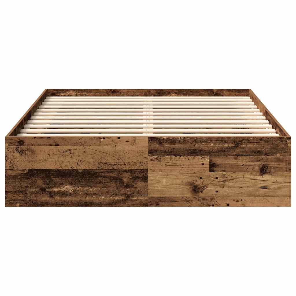 Sängram utan madrass gammalt trä 140x190cm konstruerat trä