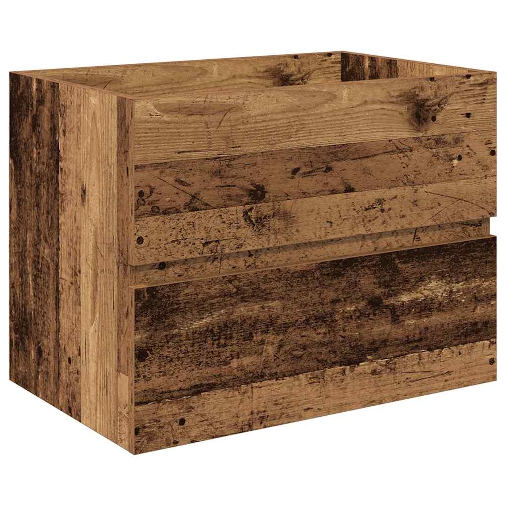 Diskbänksskåp med inbyggt handfat och kran Gammalt trä