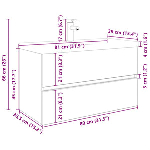 Diskbänksskåp med inbyggt handfat och kran Gammalt trä