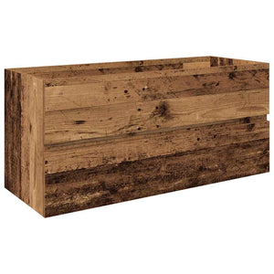 Diskbänksskåp med inbyggt handfat och kran Gammalt trä