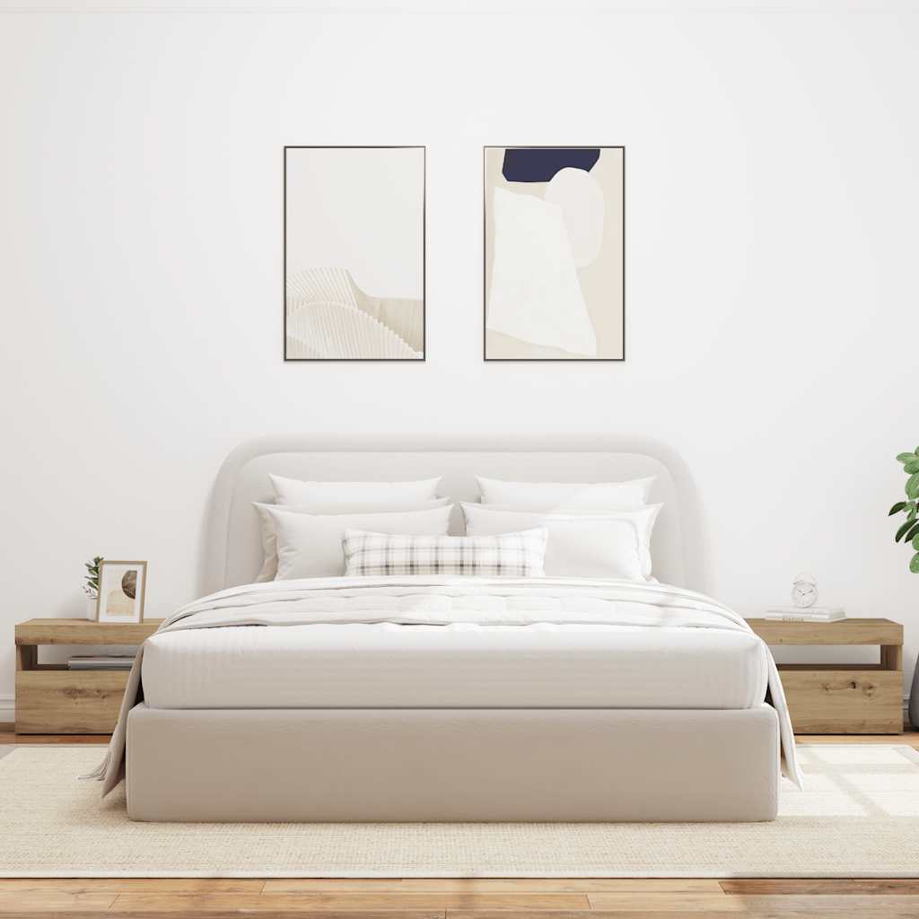 Sängbord med LED-lampor hantverksmässig ek 60x35x40 cm