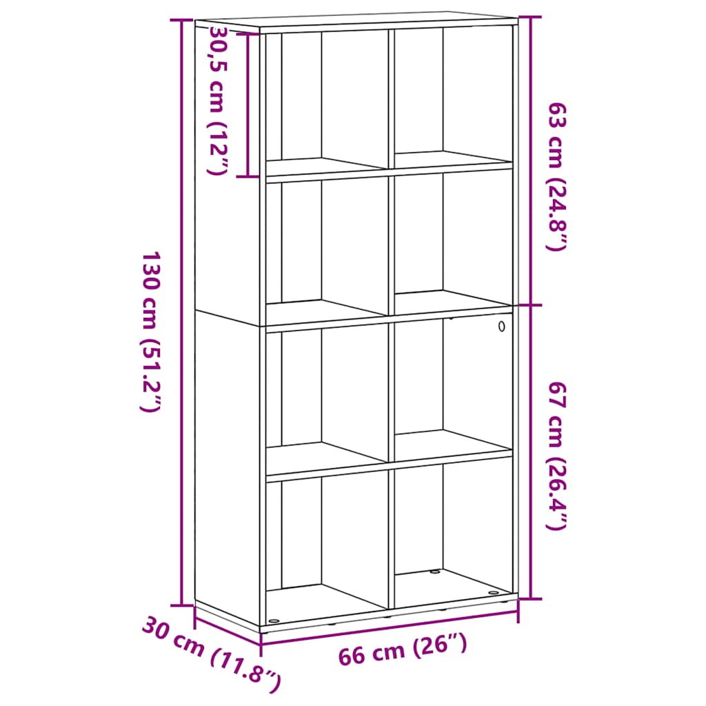 Bokhylla svart ek 66x30x130 cm konstruerat trä