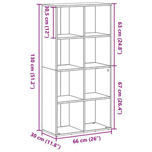Bokhylla svart ek 66x30x130 cm konstruerat trä