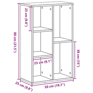 Bokhylla svart ek 50x25x80 cm konstruerat trä