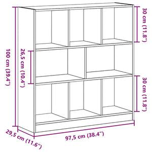 Bokhylla svart ek 97,5x29,5x100 cm konstruerat trä