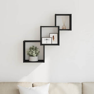 Vägghyllor kub svart ek 68x15x68 cm konstruerat trä