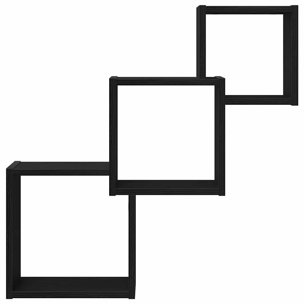 Vägghyllor kub svart ek 68x15x68 cm konstruerat trä