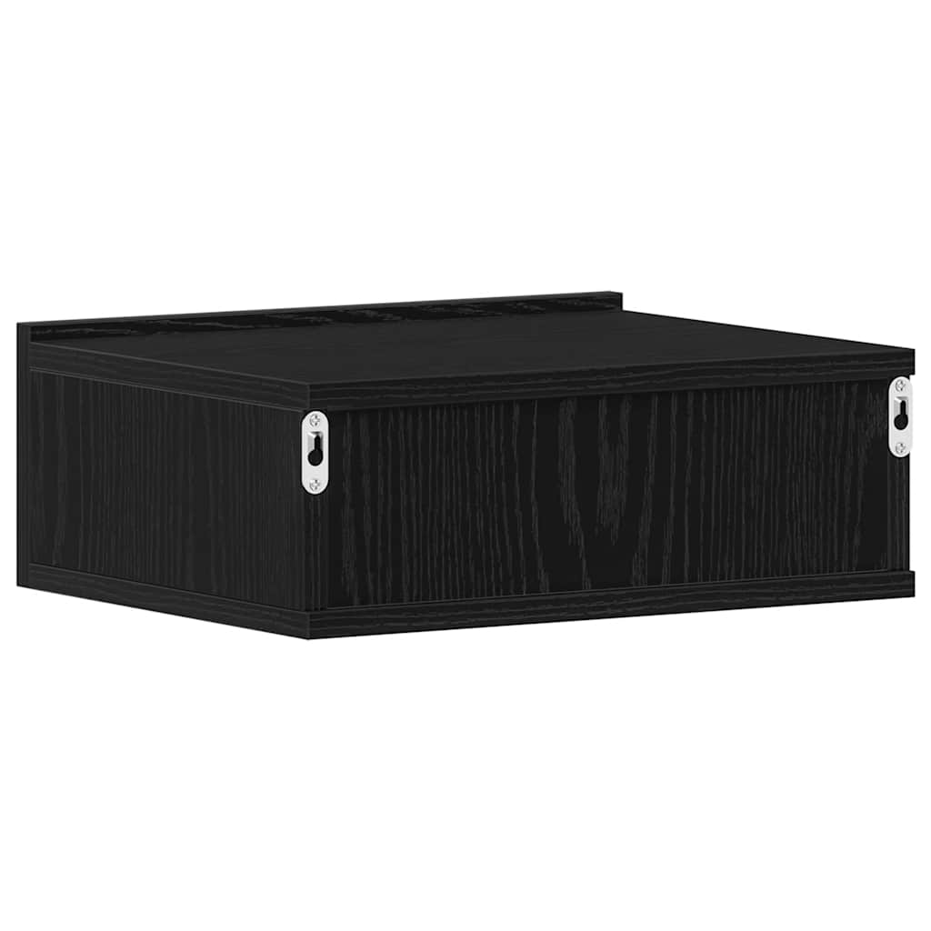 Flytande nattduksbord svart ek 40x32x15 cm konstruerat trä