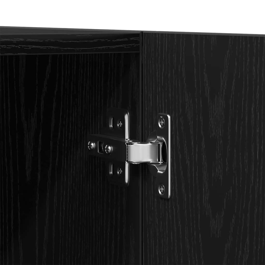 Garderob med lagring Svart Ek 90 x 52 x 200 cm Konstruerat trä