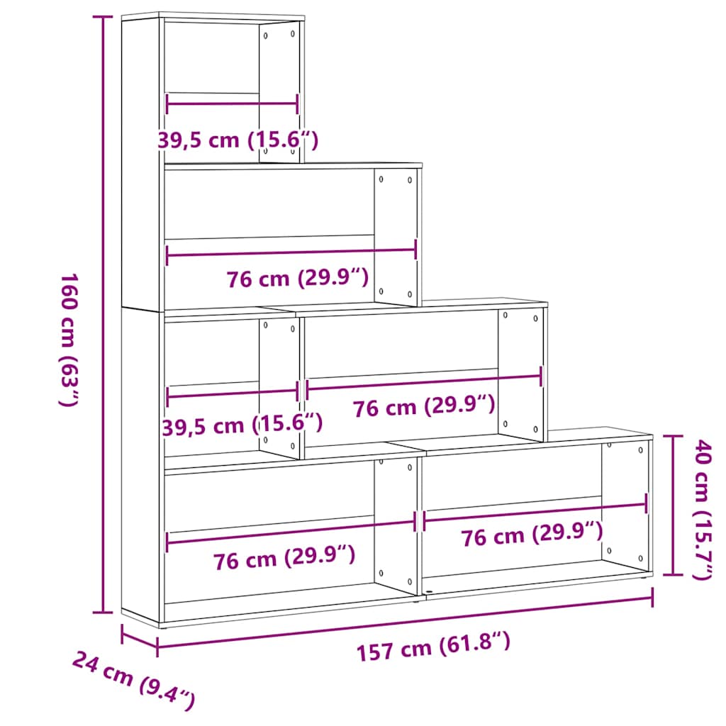Bokskåp Svart Ek 155 x 24 x 160 cm Konstruerat trä