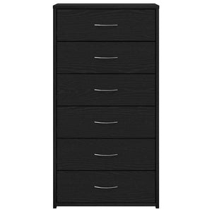 Byrå 6 lådor svart ek 50x34x96 cm konstruerat trä