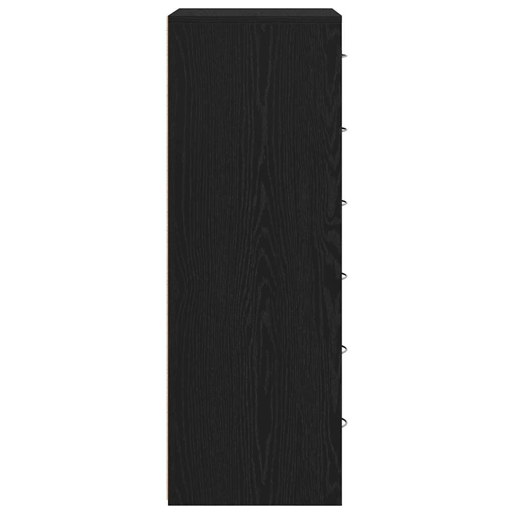 Byrå 6 lådor svart ek 50x34x96 cm konstruerat trä