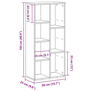 Bokhylla svart ek 50x25x104 cm konstruerat trä