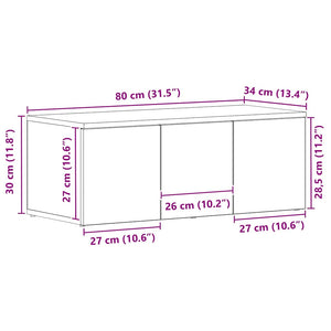 TV-skåp med låda Svart Ek 80x34x30 cm Konstruerat trä